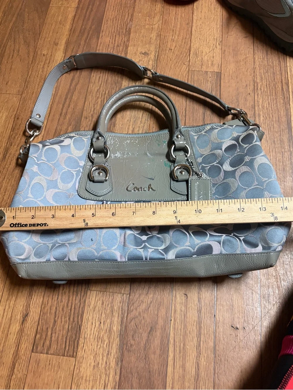 Coach Green and Gray Signature Shoulder Bag